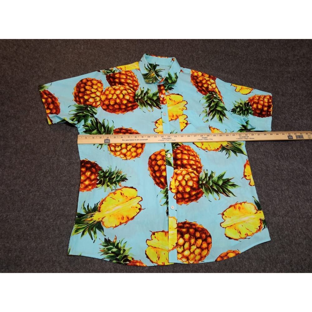 Men's Shirt Shein Button Up Short Sleeve Pineapple Print Hawaiian Size XL - Picture 6 of 10